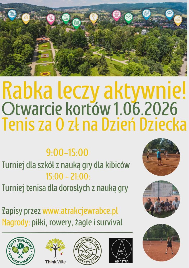 Rabka Zdrój - Park Zdrojowy - Korty tenisowe - Otwarcie 1.06.2026